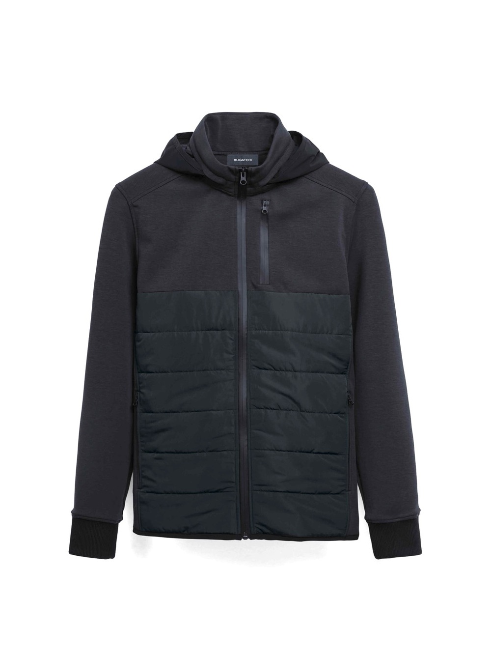 Bugatchi men’s Solid Mock Neck prep zip Jacket black with Hood Sz XL